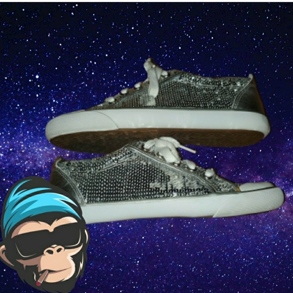 VINTAGE Coach Silver Sequin Tennis Shoes